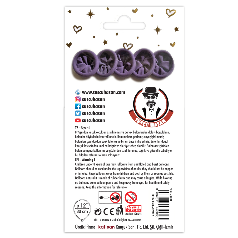 BALON PERAKENDE RETRO LAVANTA 5 Lİ