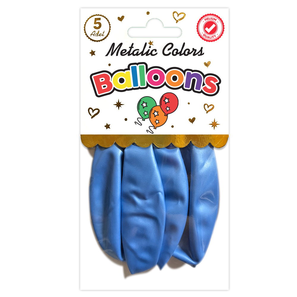BALON PERAKENDE METALİK AÇIK MAVİ 5 Lİ