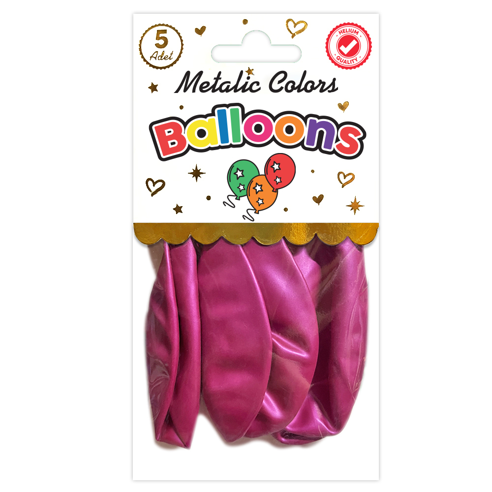 BALON PERAKENDE METALİK FUŞYA 5 Lİ