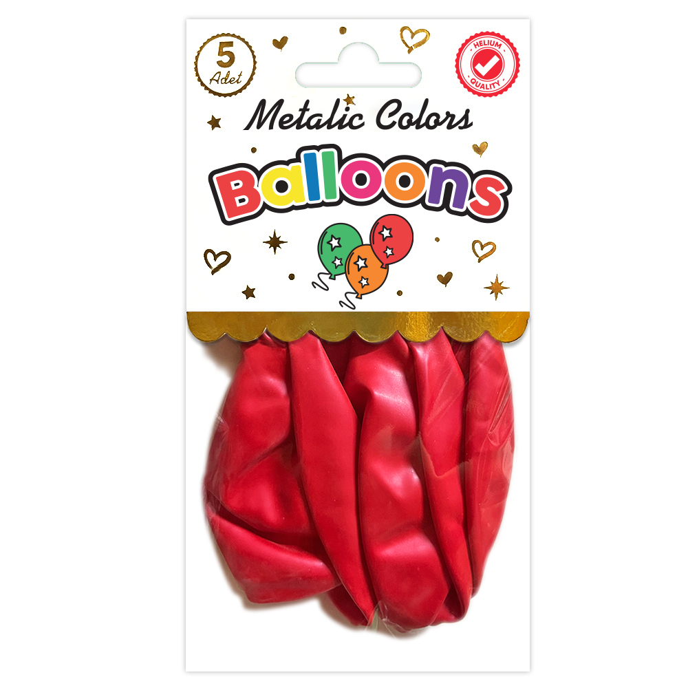 BALON PERAKENDE METALİK KIRMIZI 5 Lİ