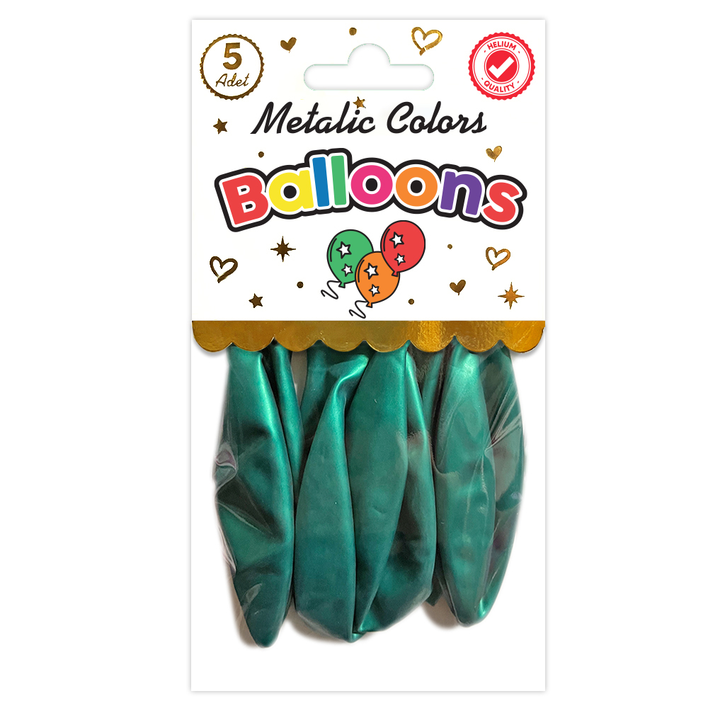 BALON PERAKENDE METALİK YEŞİL 5 Lİ